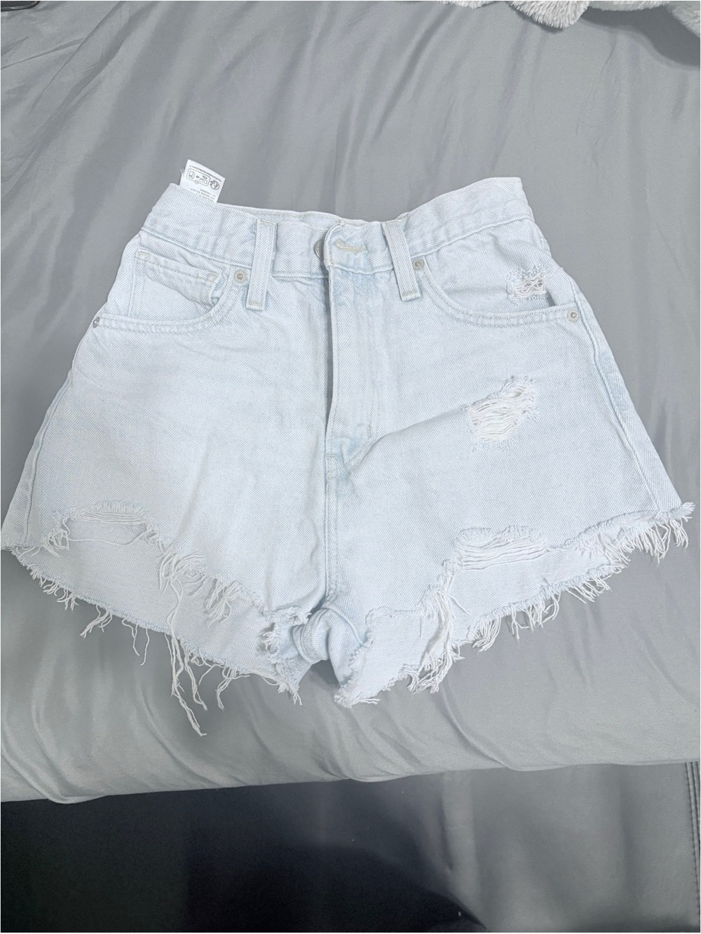 Levi's Light Blue High Waist Distressed Denim Shorts